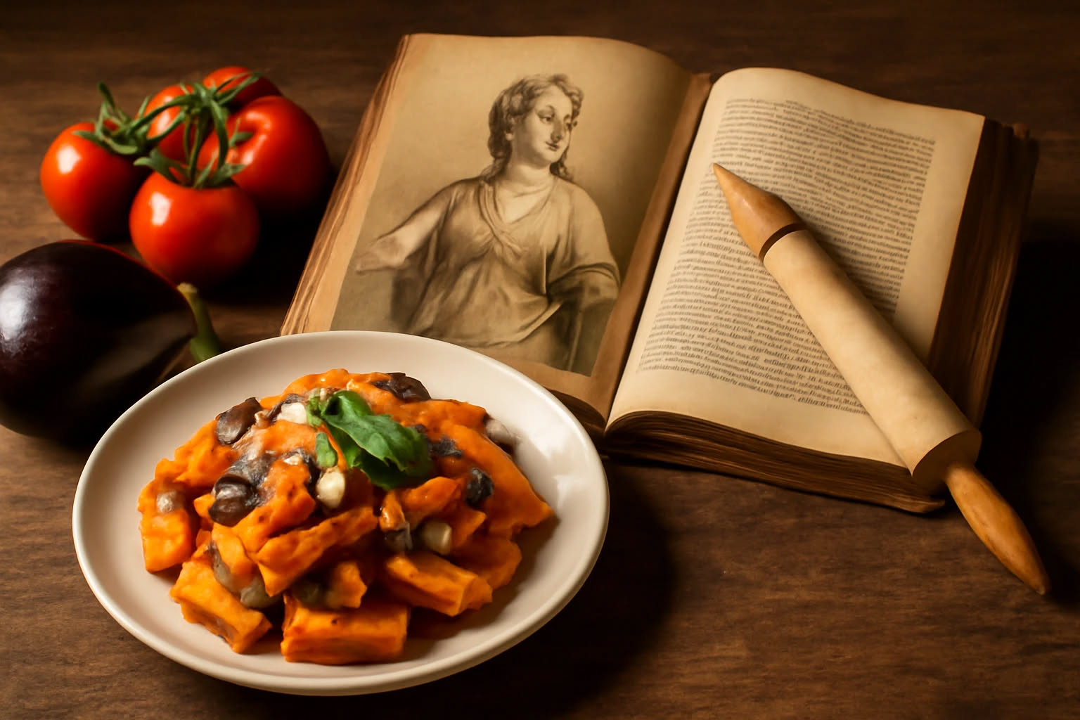 Paccheri con pomodoro e basilico
