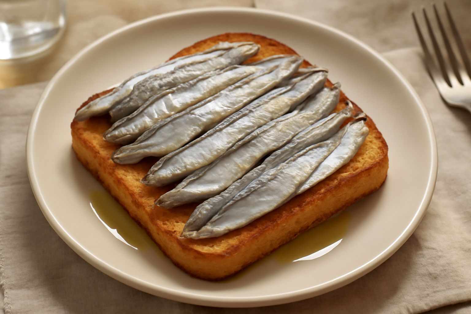 Alici con pane tostato