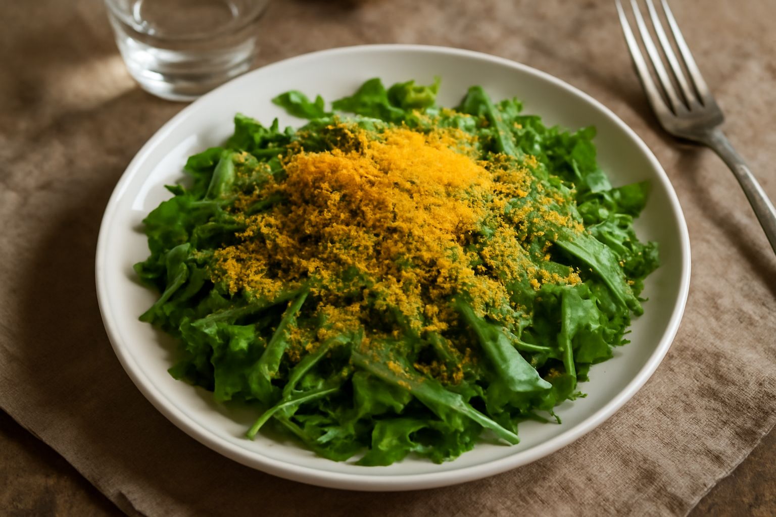 Bottarga grattugiata su insalata