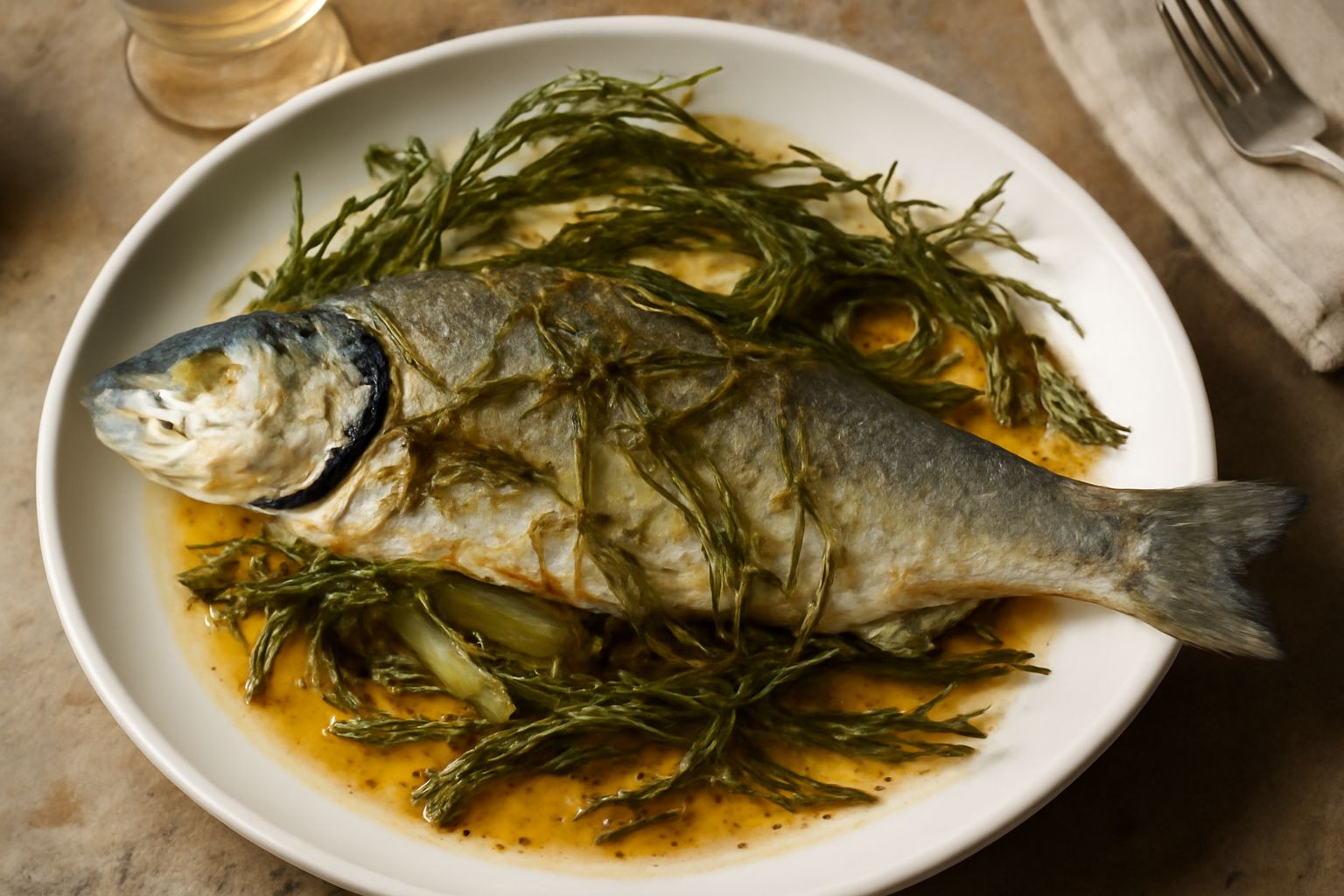 Branzino con finocchio selvatico