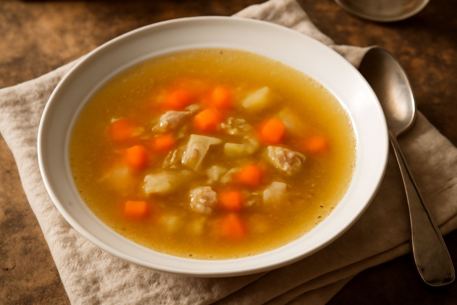 Brodo di carne bollente