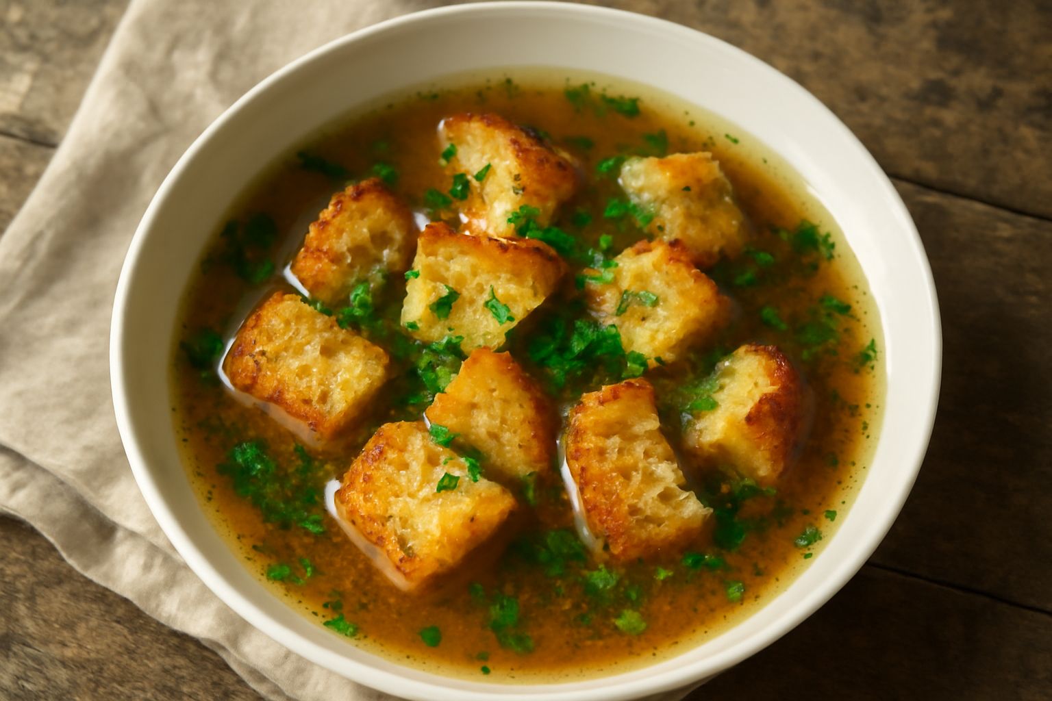 Brodo di carne con pane raffermo