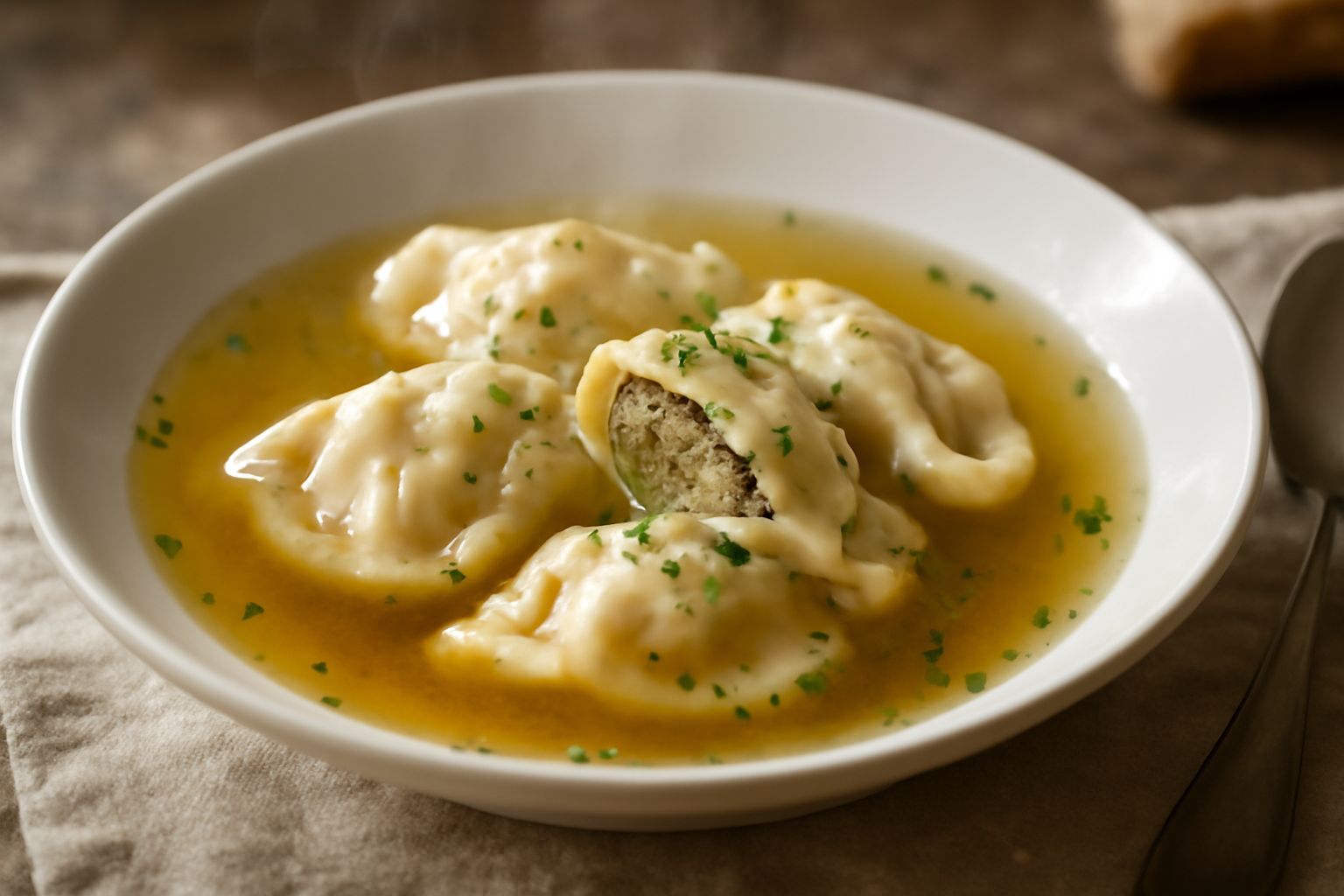Brodo di carne con paste ripiene