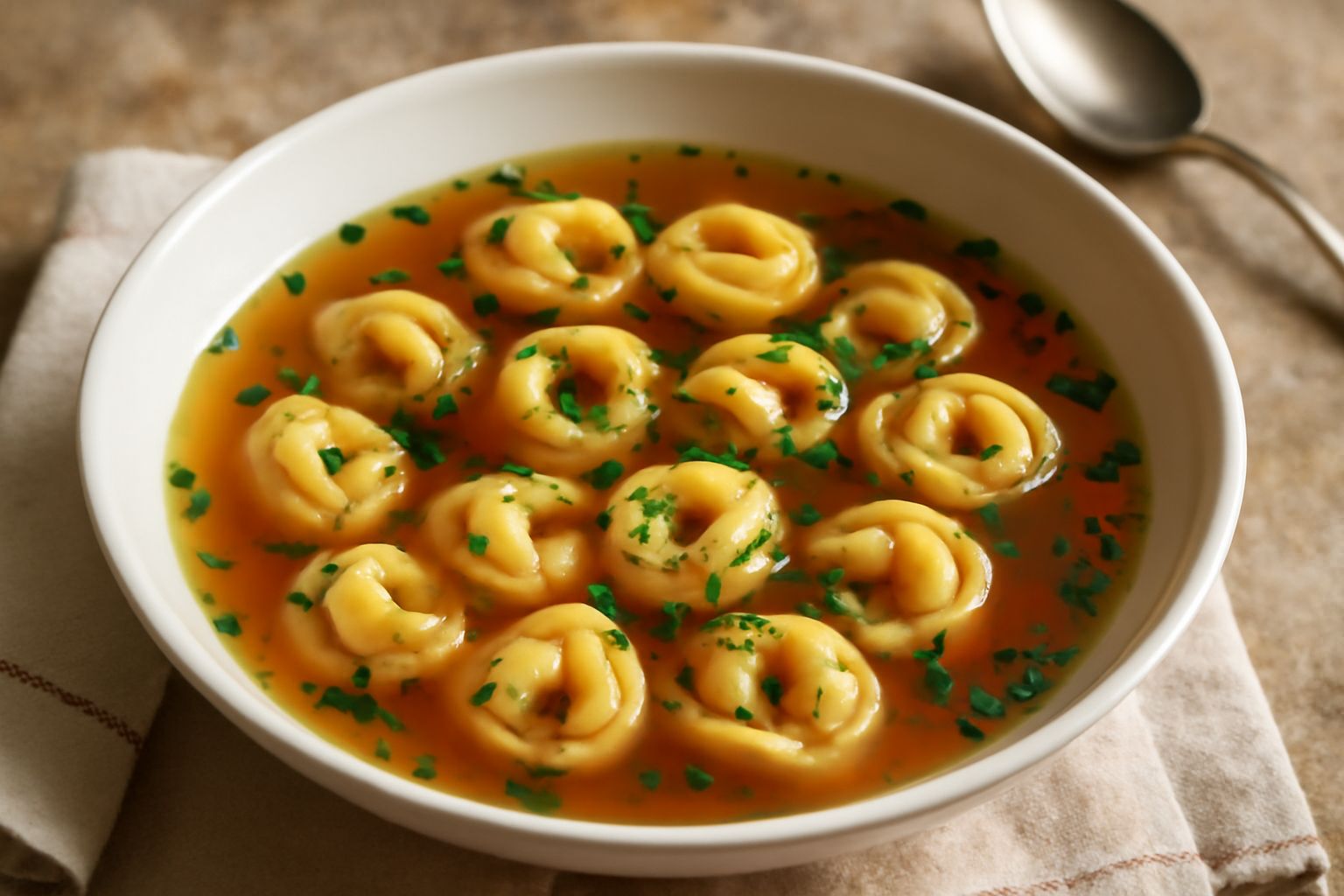 Brodo di carne con tortellini