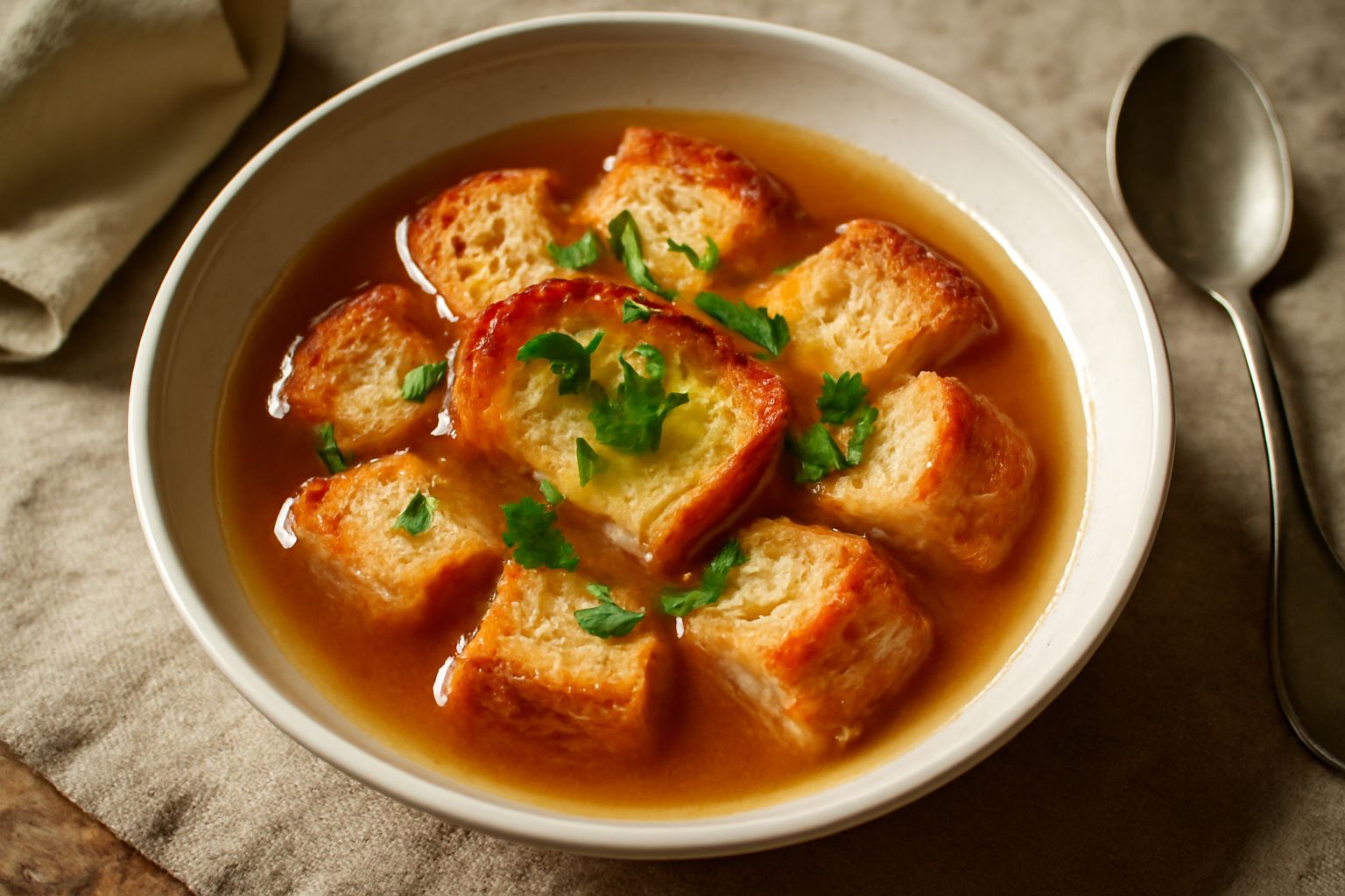 Brodo di pesce con pane raffermo