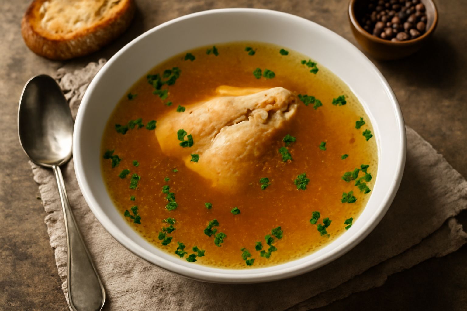 Brodo di pollo bollente