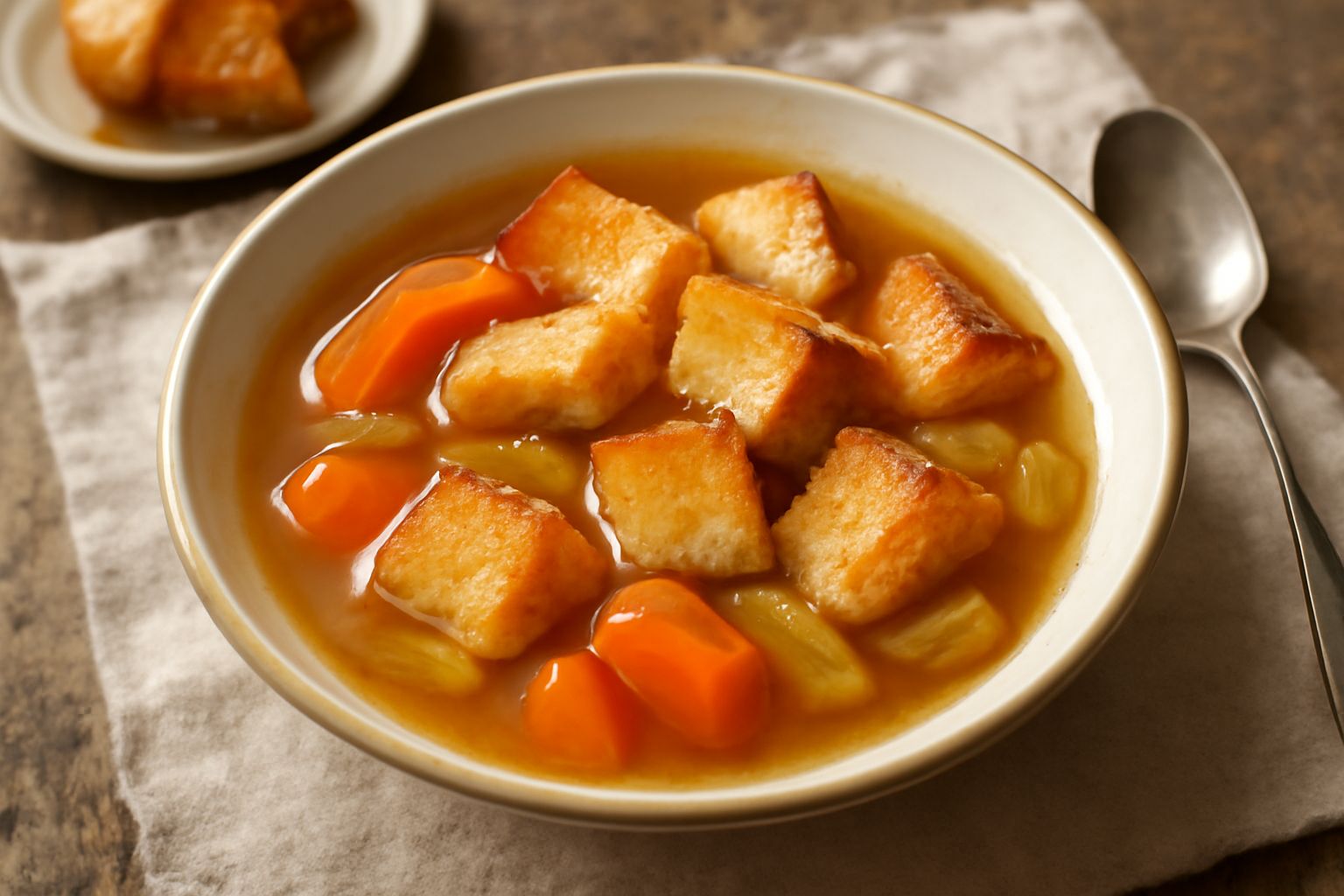 Brodo di verdure con pane raffermo