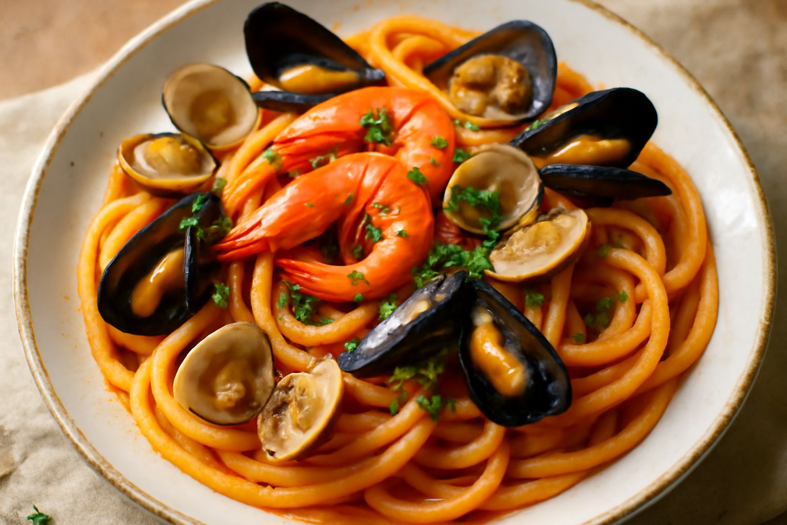 Bucatini ai frutti di mare