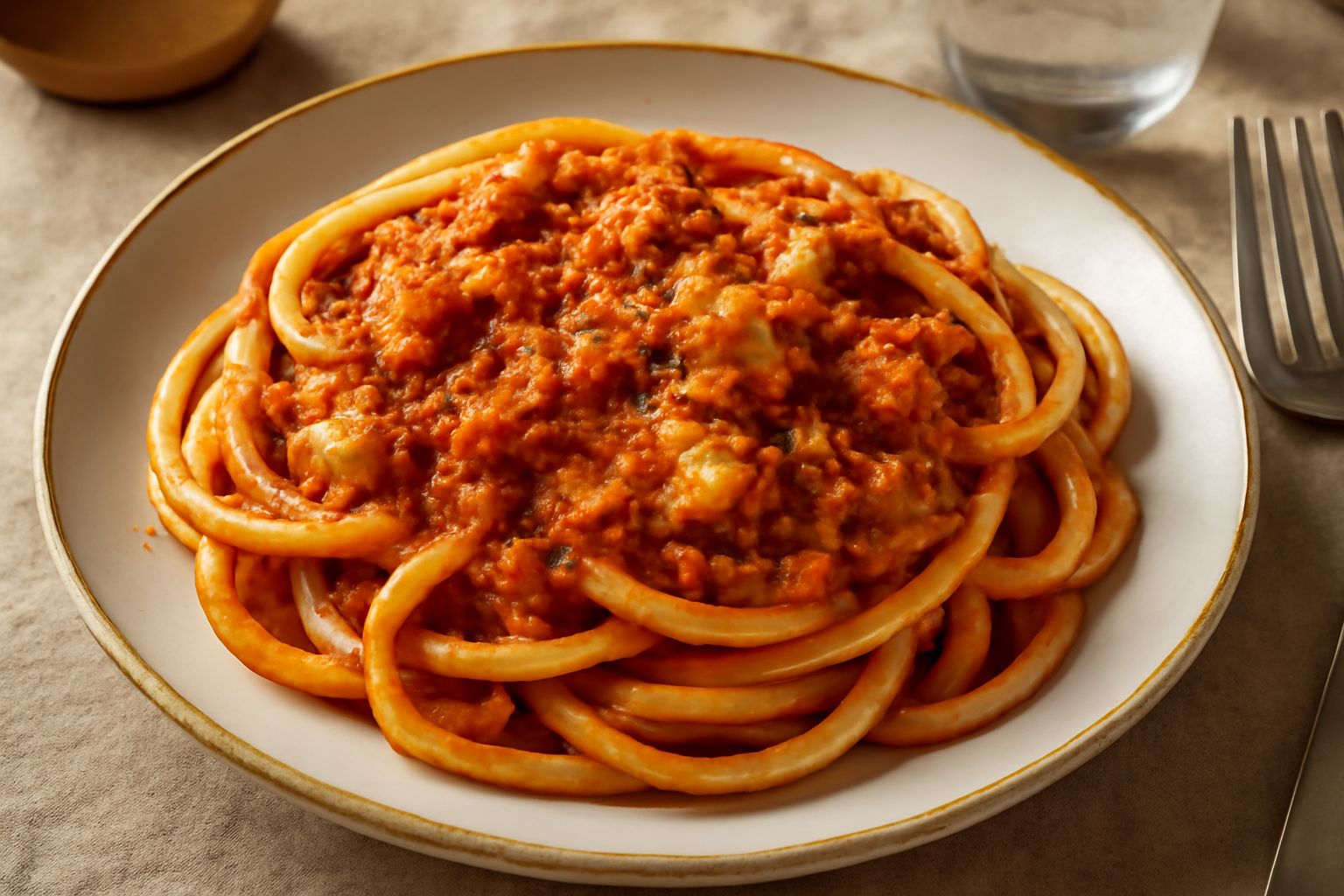 Bucatini al ragù di pesce