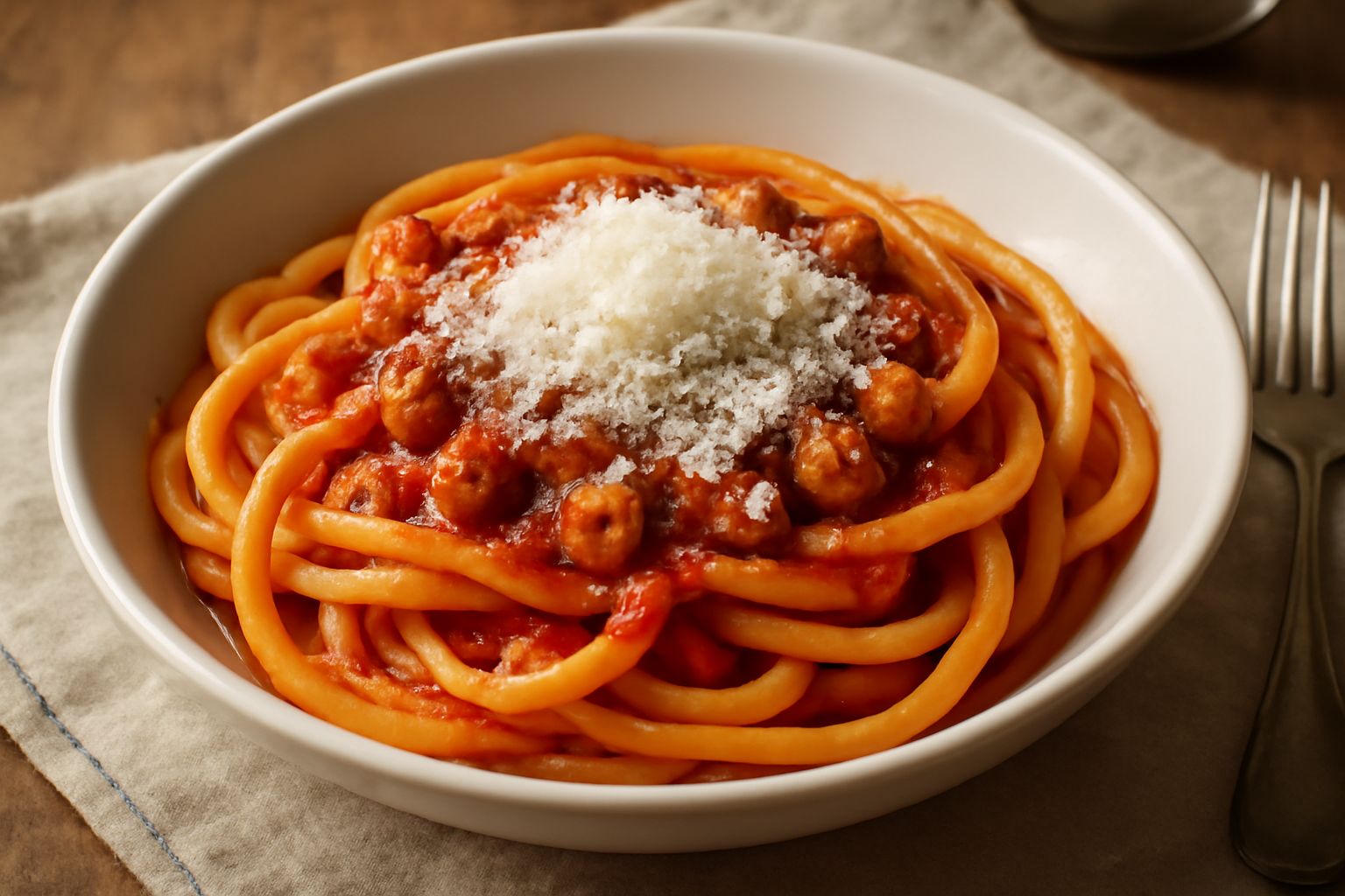 Bucatini all'amatriciana aquilana