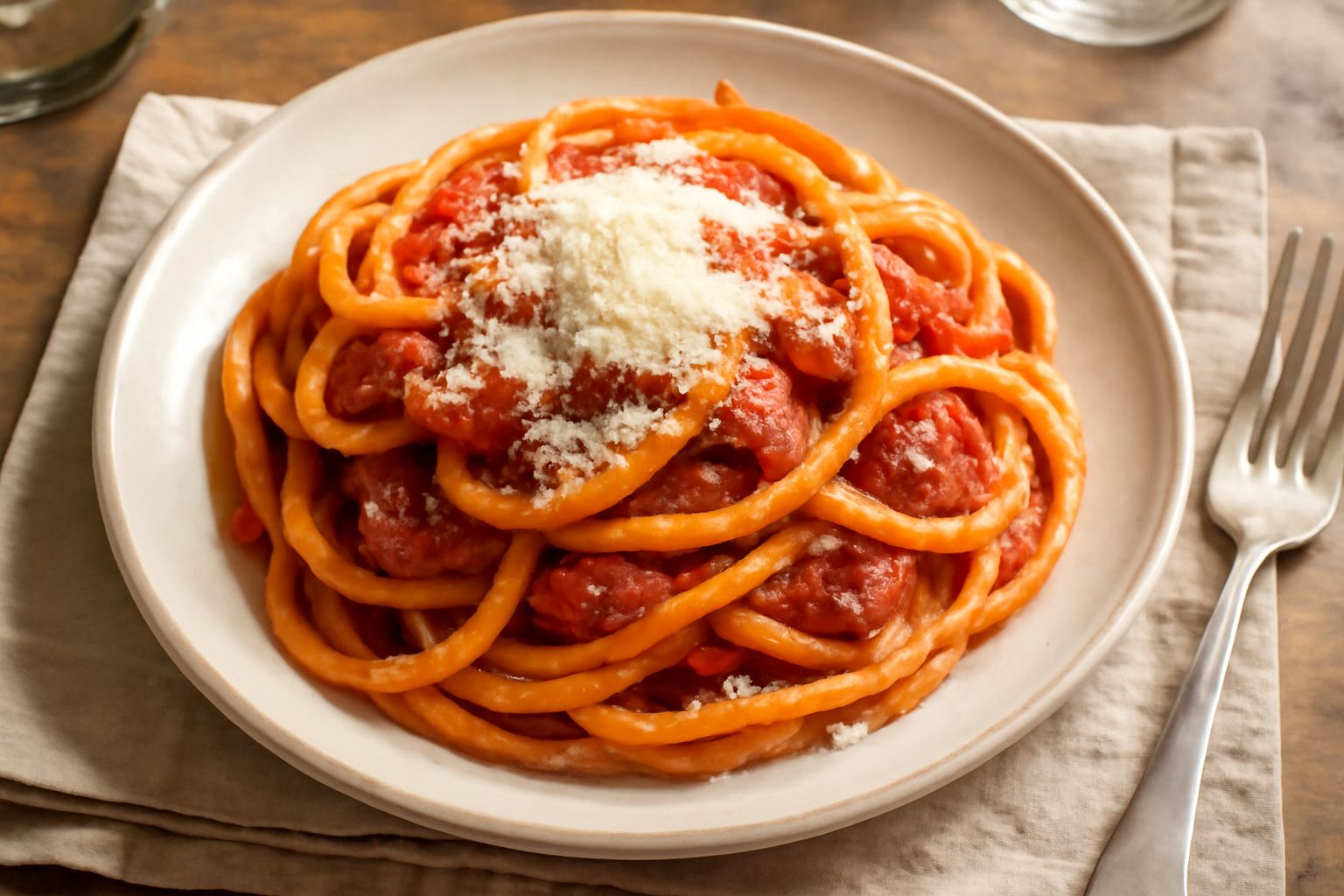 Bucatini all'amatriciana siciliana