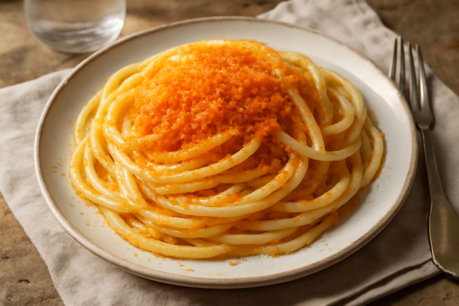 Bucatini con la bottarga