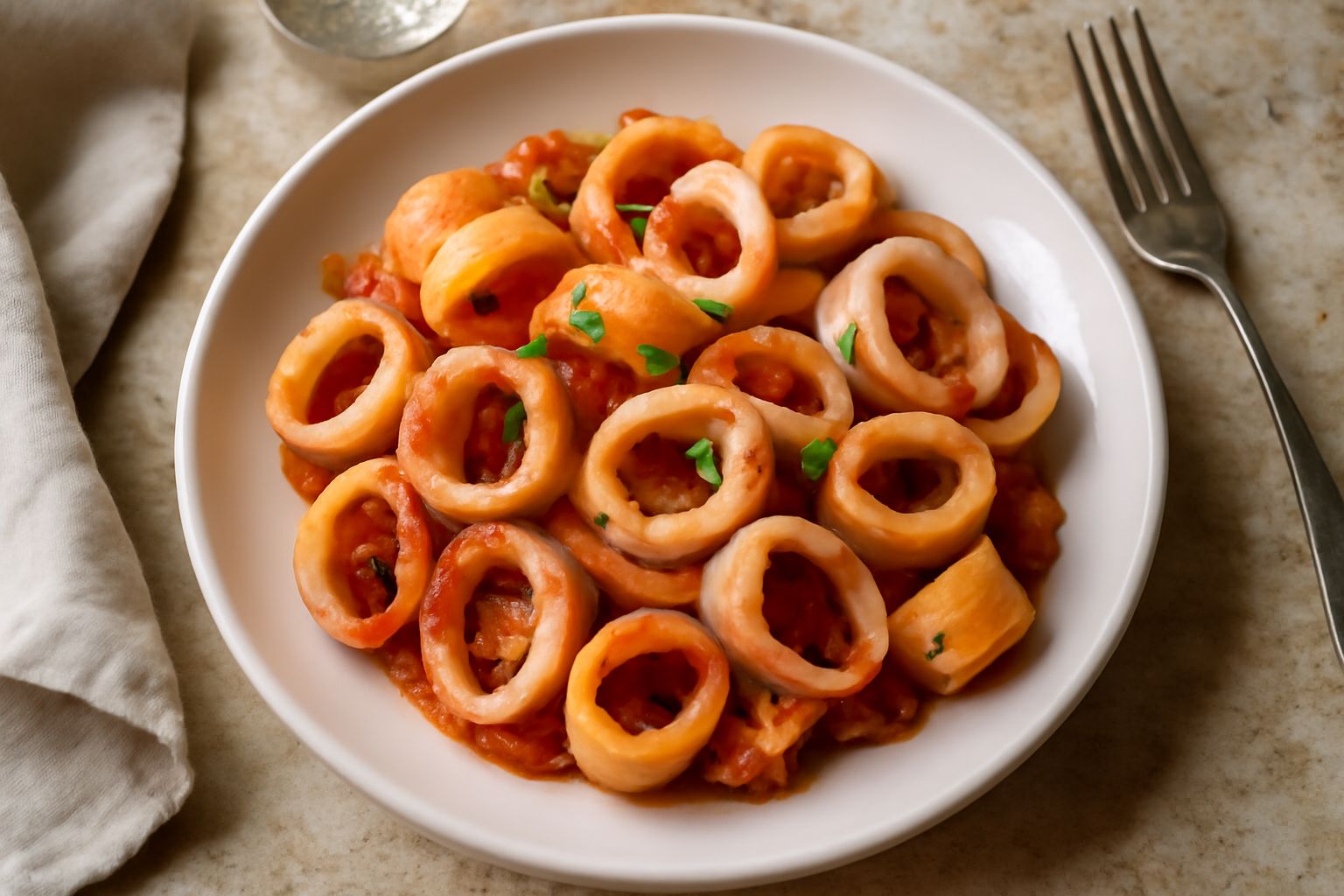 Calamarata con calamari