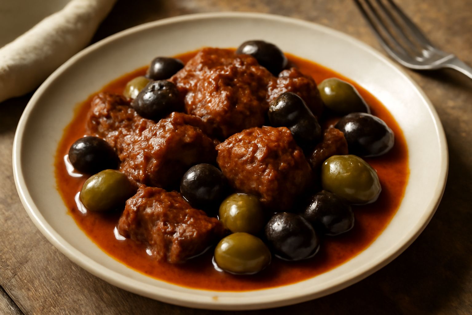 Carne con olive