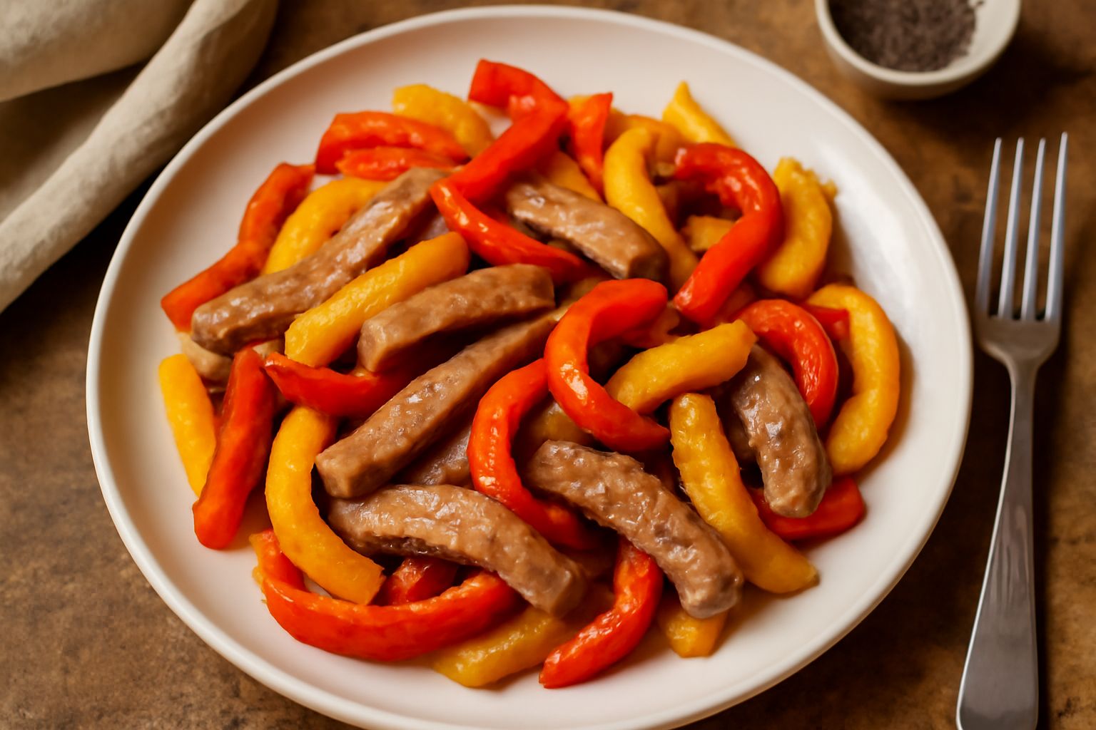 Carne con peperoni