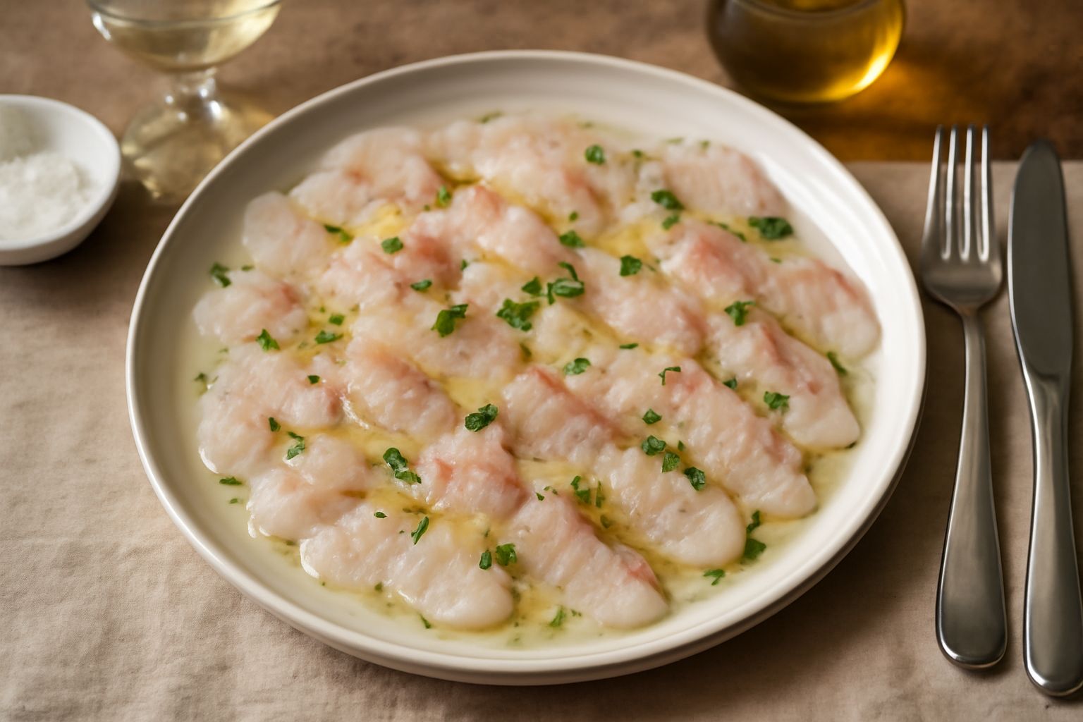 Carpaccio di pesce persico