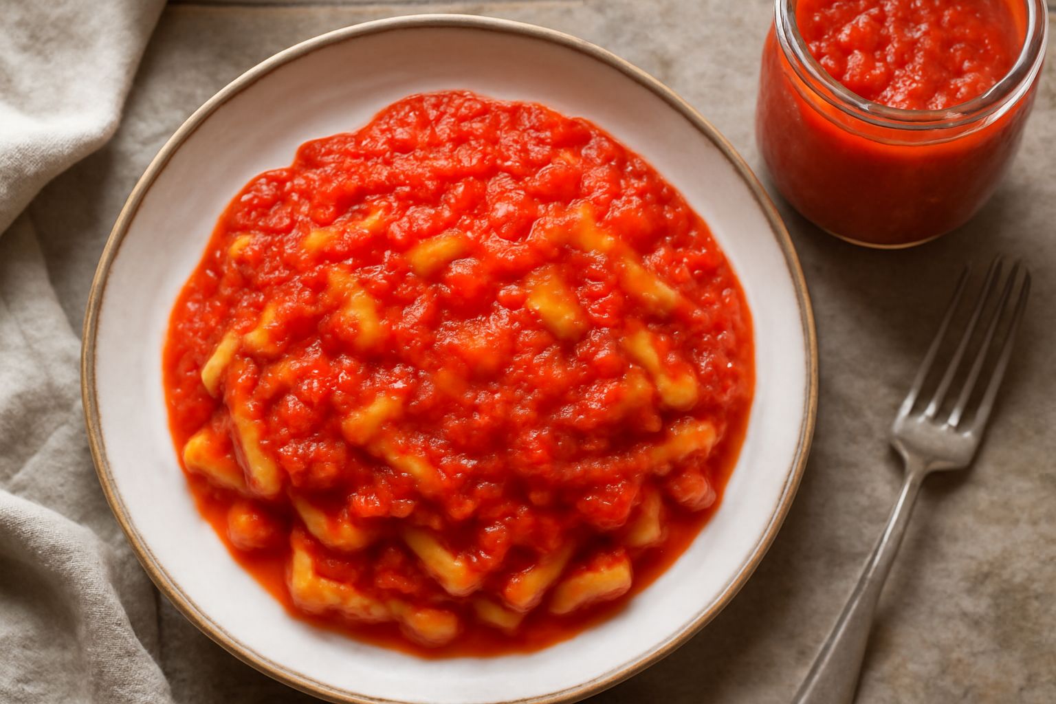 Condimento di peperoni e pomodori