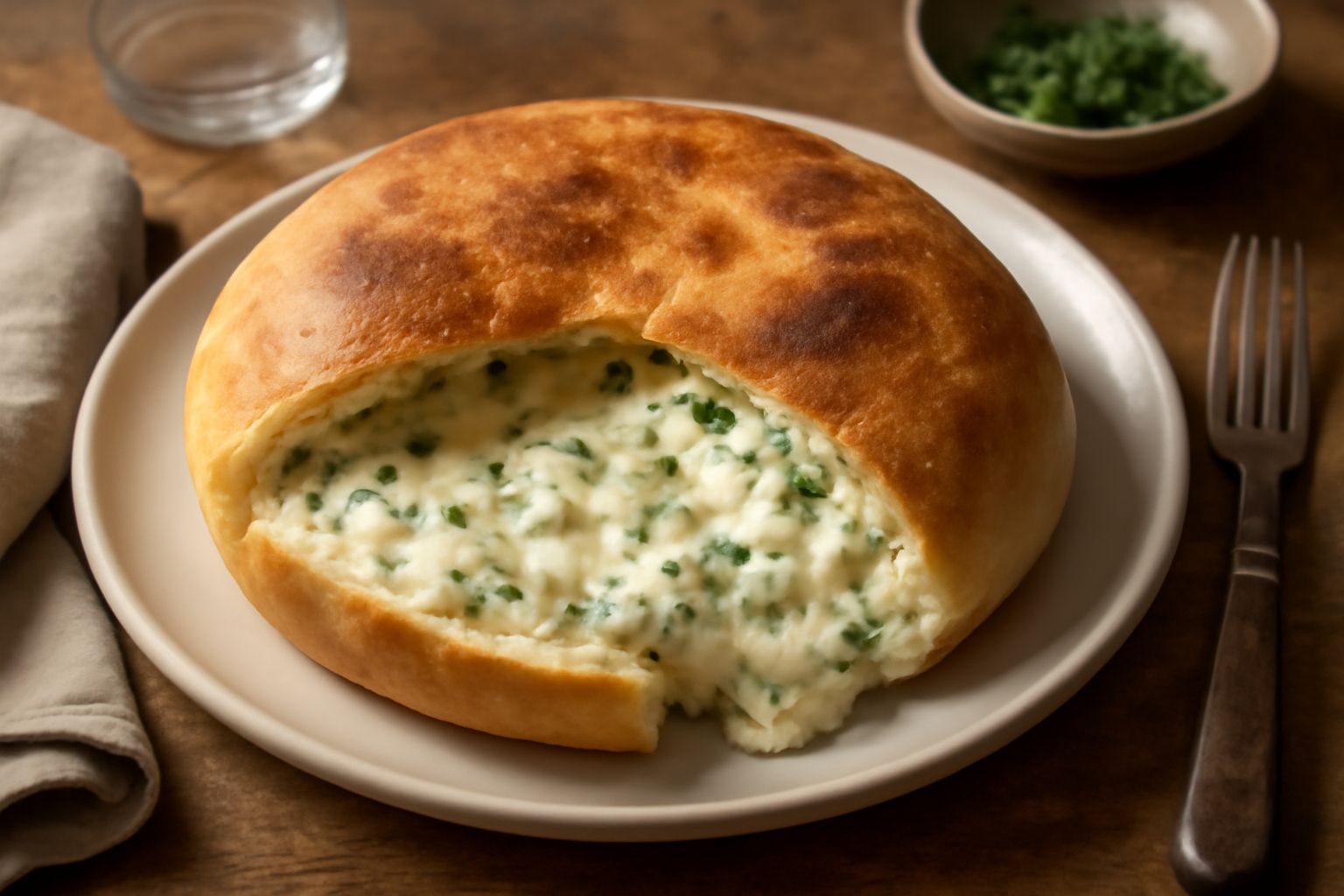 Crescia ripiena di formaggio e erbe