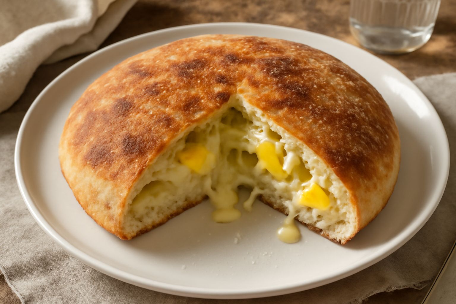 Crescia ripiena di formaggio e uova