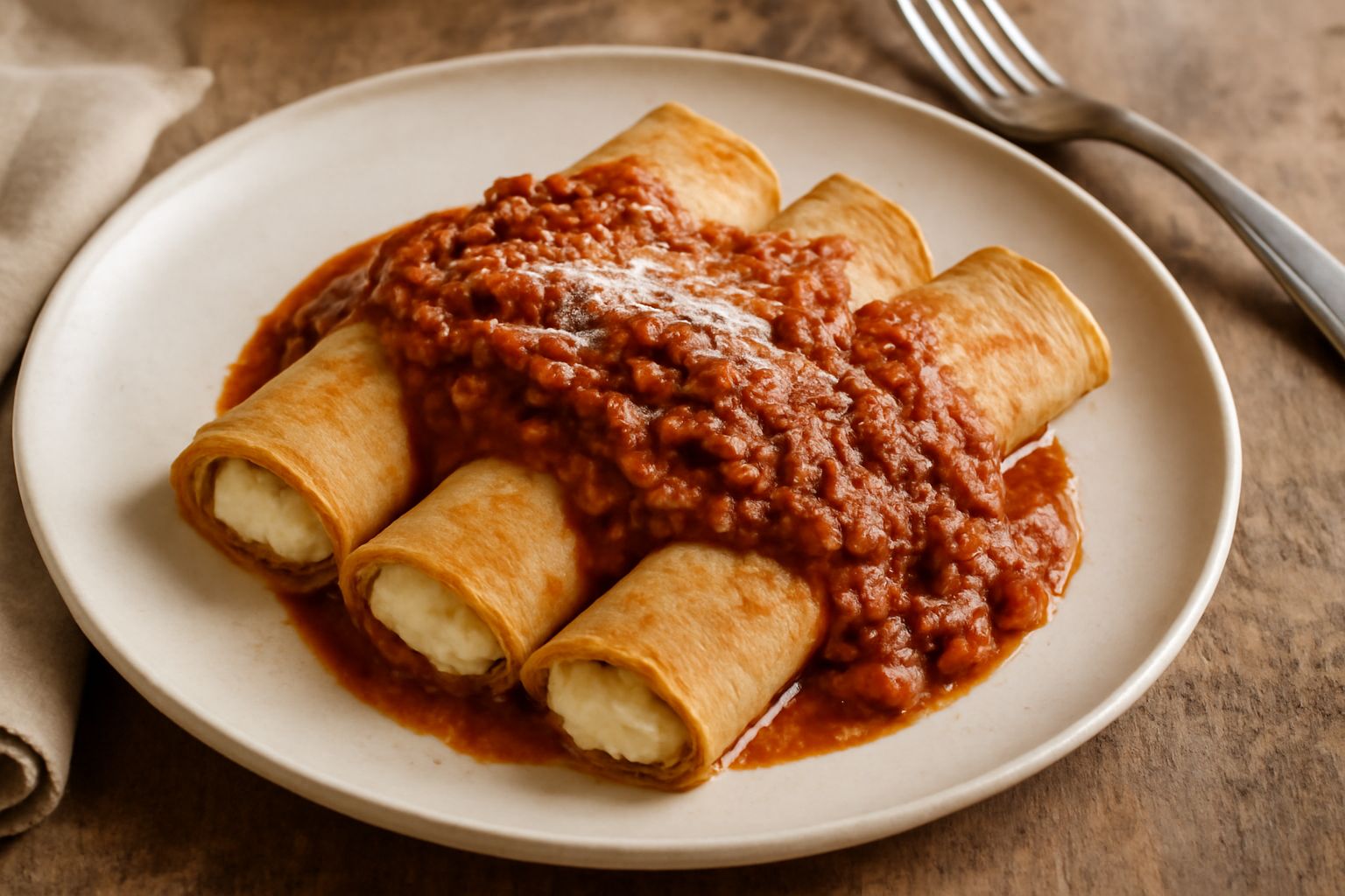 Crespelle di ricotta al ragù