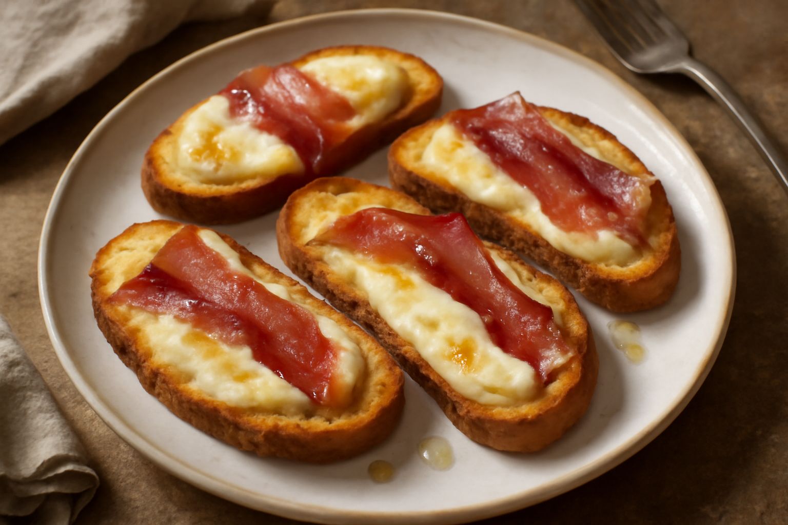 Crostini con speck e formaggio