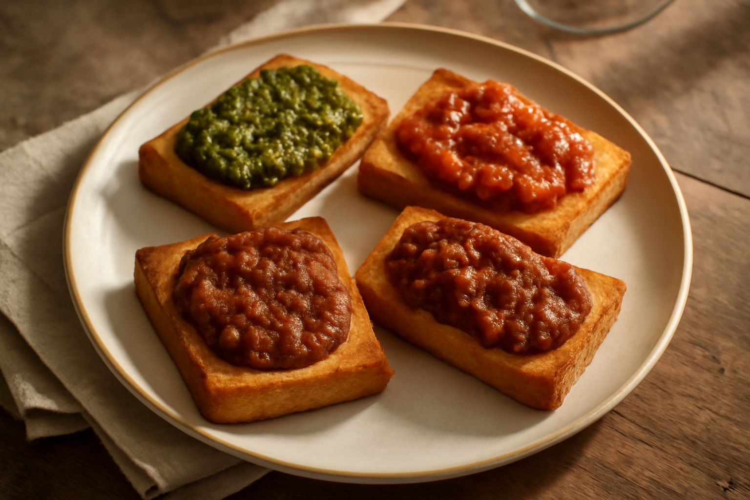 Crostini di pane raffermo con sughi