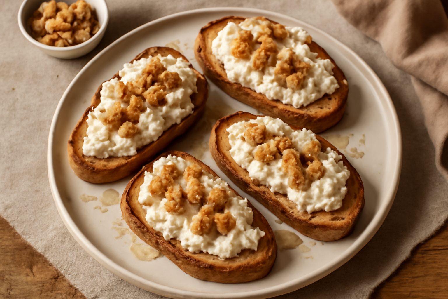 Crostini di ricotta e noci: l'aperitivo facile che sorprende sempre