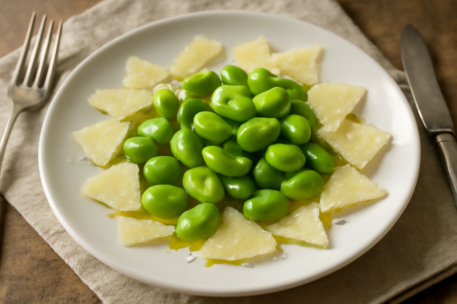 Fave gustate crude con formaggio