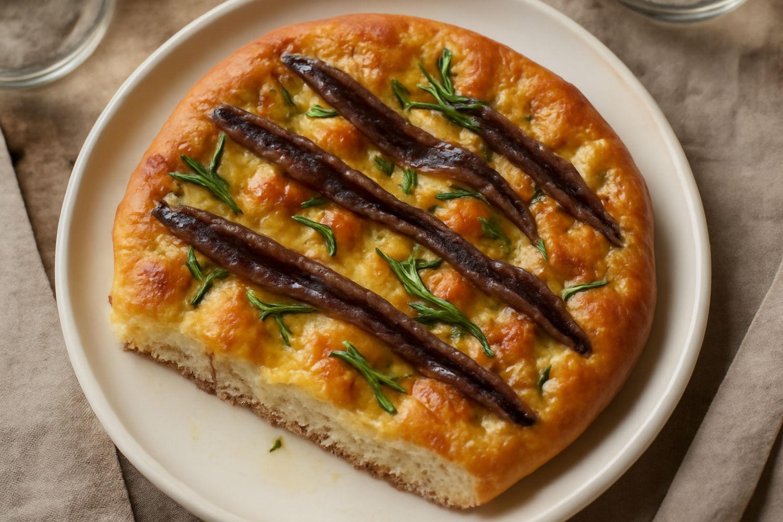 Focaccia con acciughe