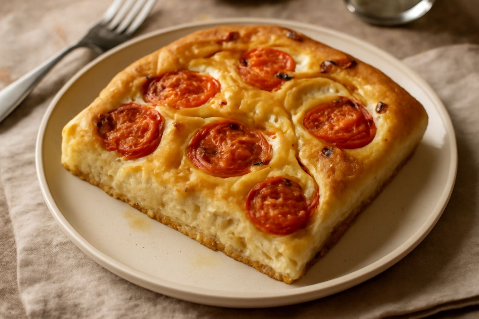 Focaccia con pomodori e cipolle