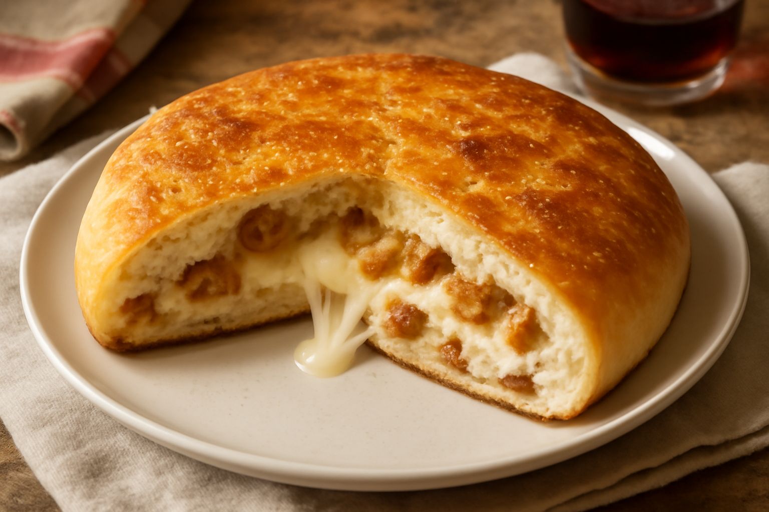 Focaccia ripiena di formaggio e ciccioli
