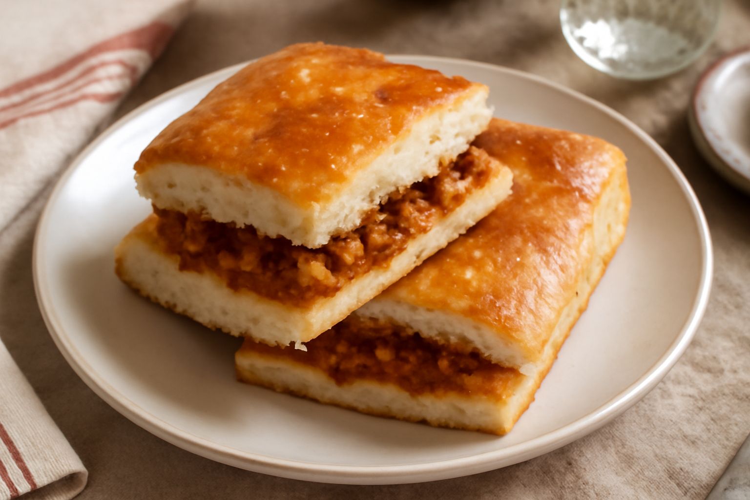 Focaccia ripiena di ragù