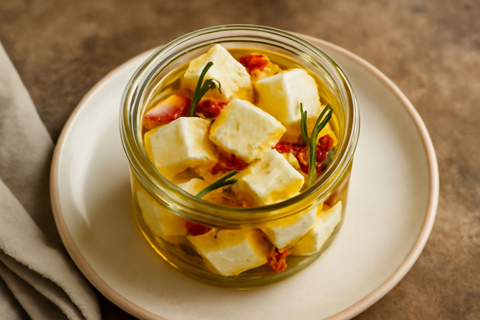 Formaggio conservato in olio
