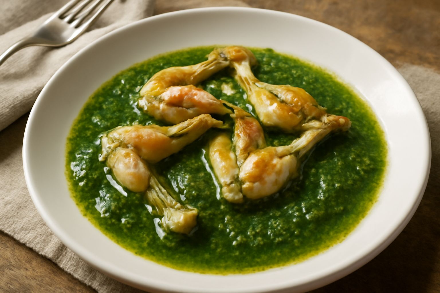 Frogs' legs in salsa verde