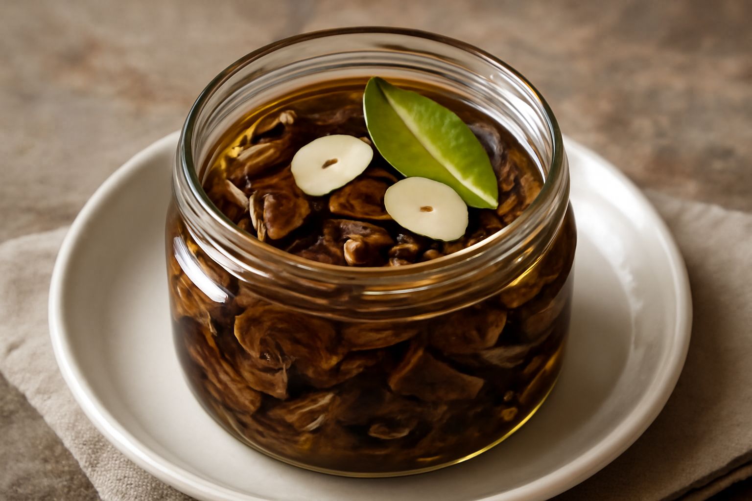 Funghi secchi sott'olio