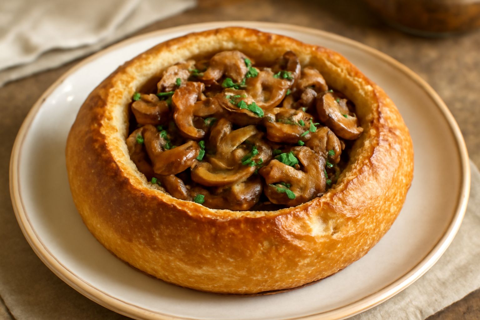 Funghi trifolati in pane