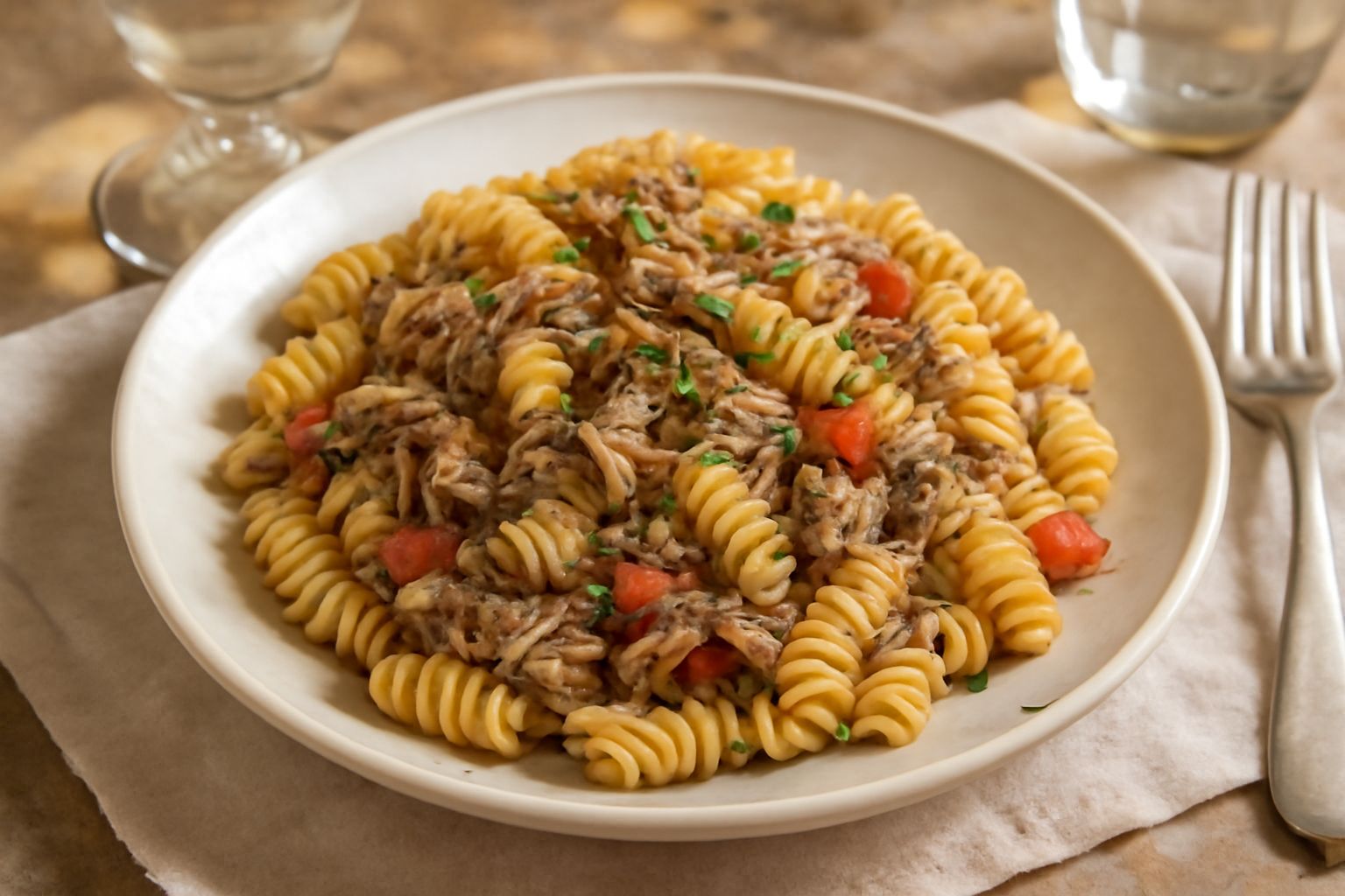 Fusilli al tonno affumicato