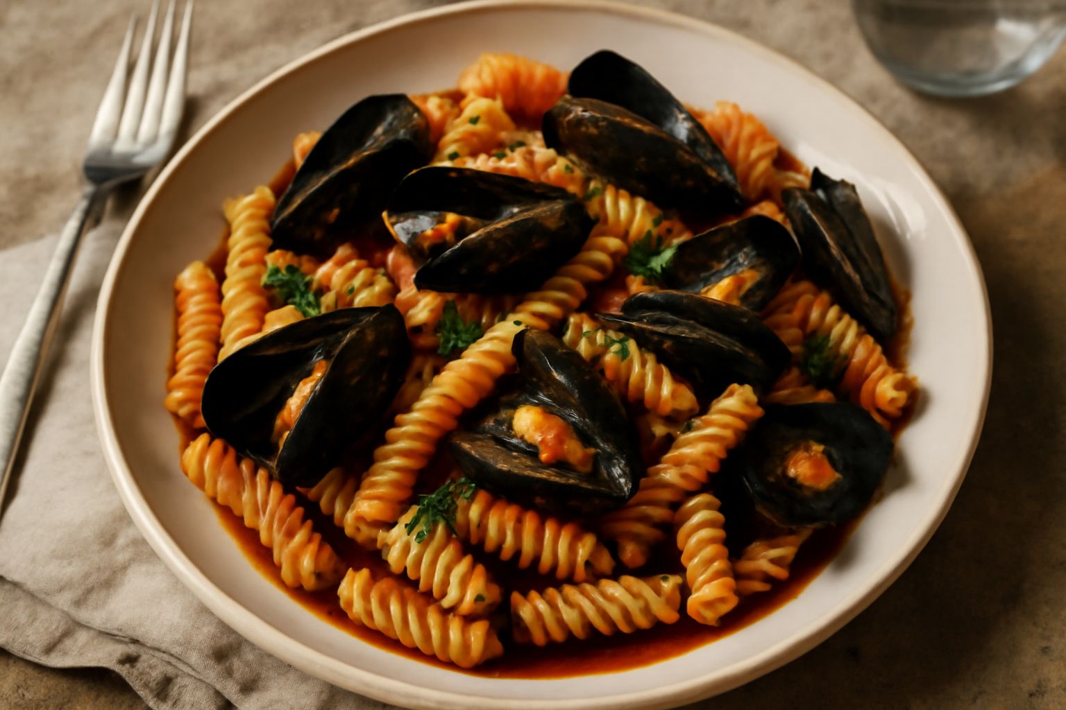 Fusilli con le cozze
