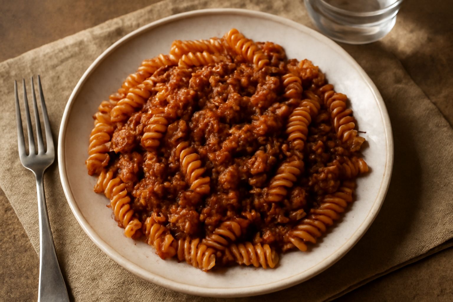 Fusilli con sugo di carne