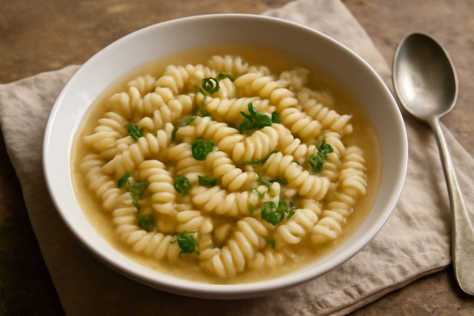 Fusilli corti in brodo