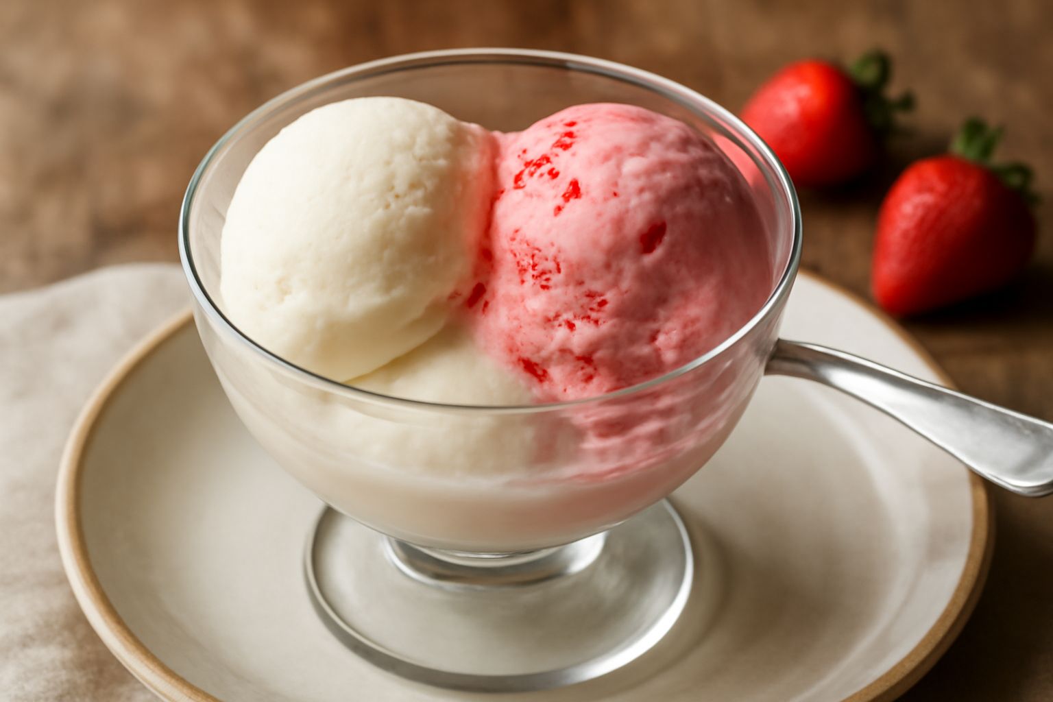 Gelato di crema e fragola