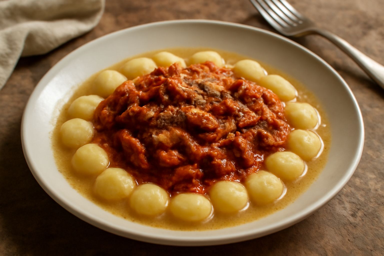 Gnocchi con ragù di trippa
