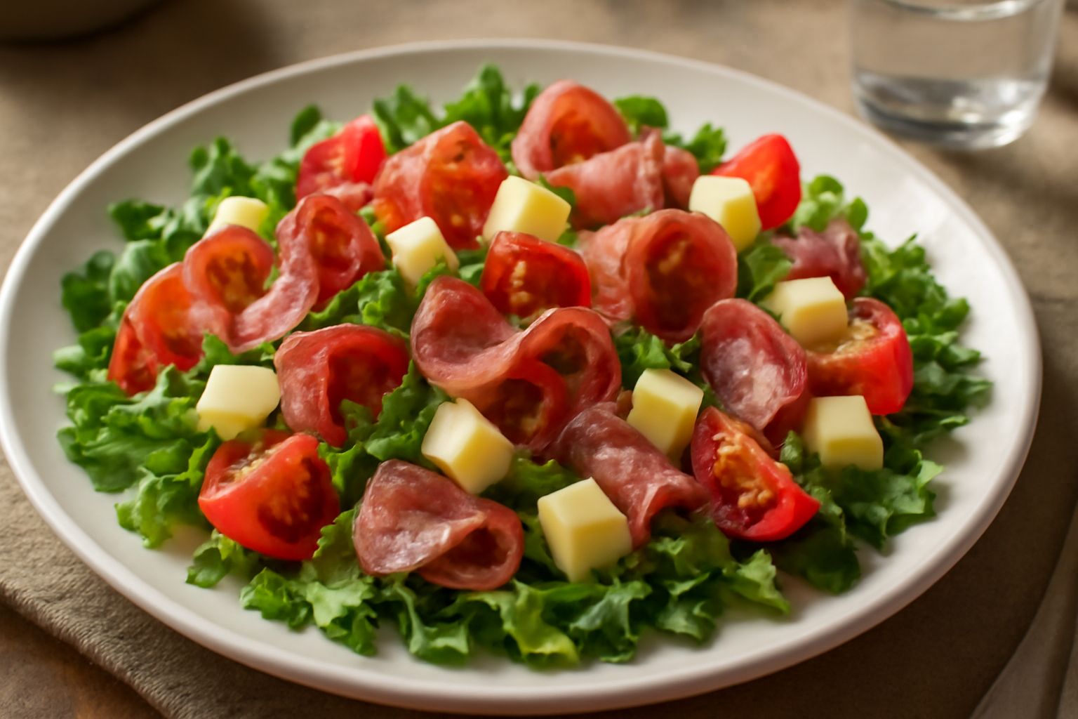 Insalata mista con formaggi e salumi