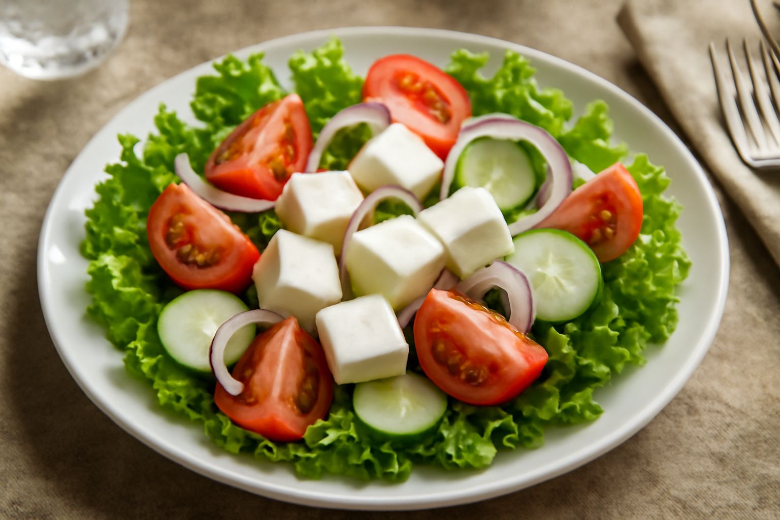 Insalata mista con formaggio fresco