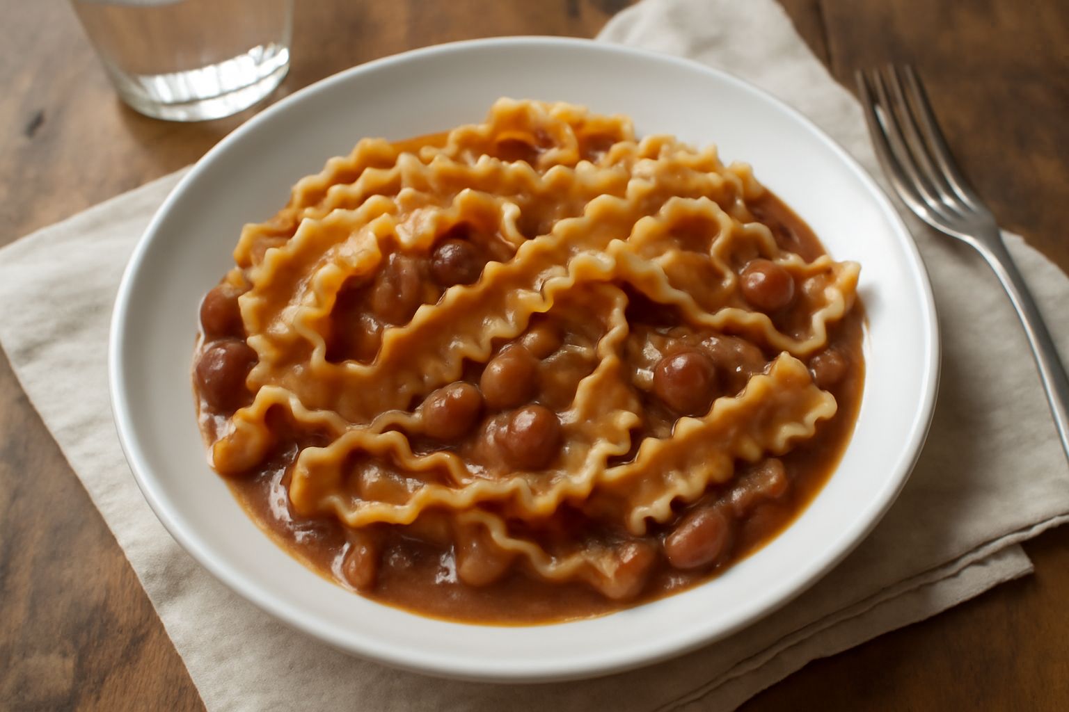 Lagane ricce con fagioli