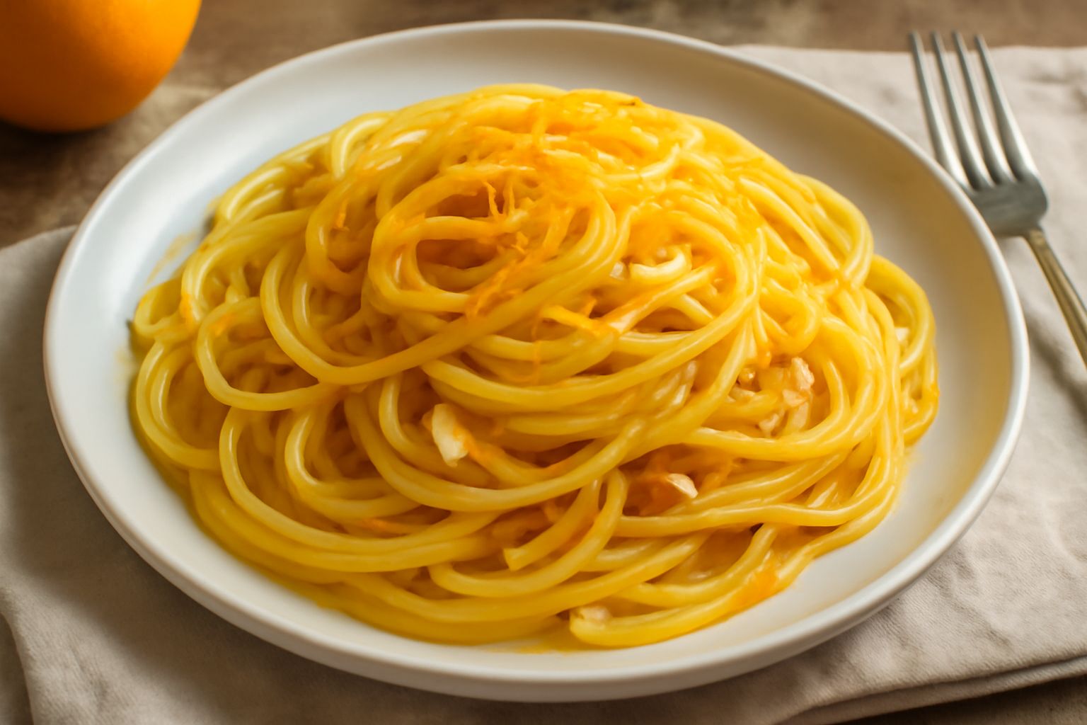 Linguine all'arancia e aglio
