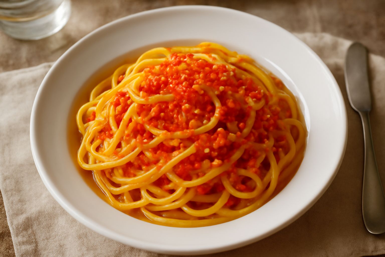Linguine con uova di pesce