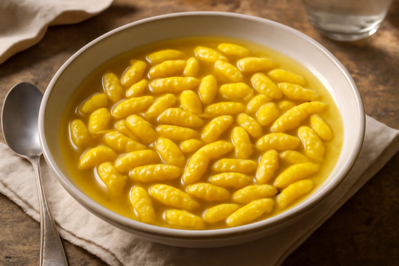 Malloreddus in brodo: pasta leggera che nutre con il caldo del brodo vegetale