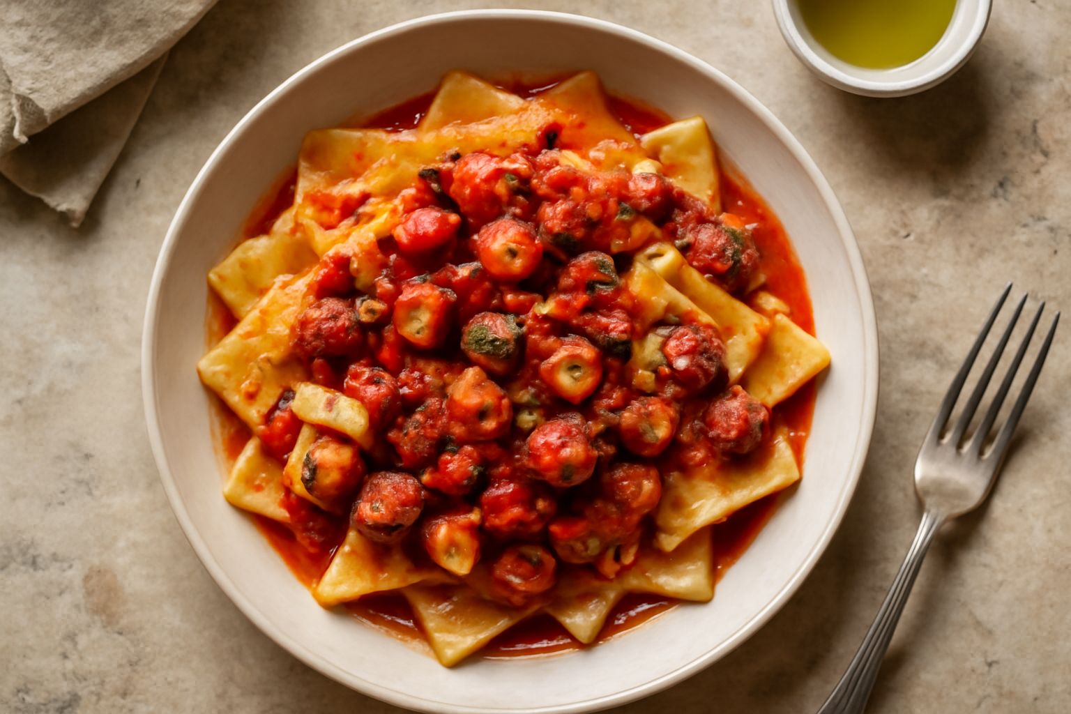 Maltagliati con polpo