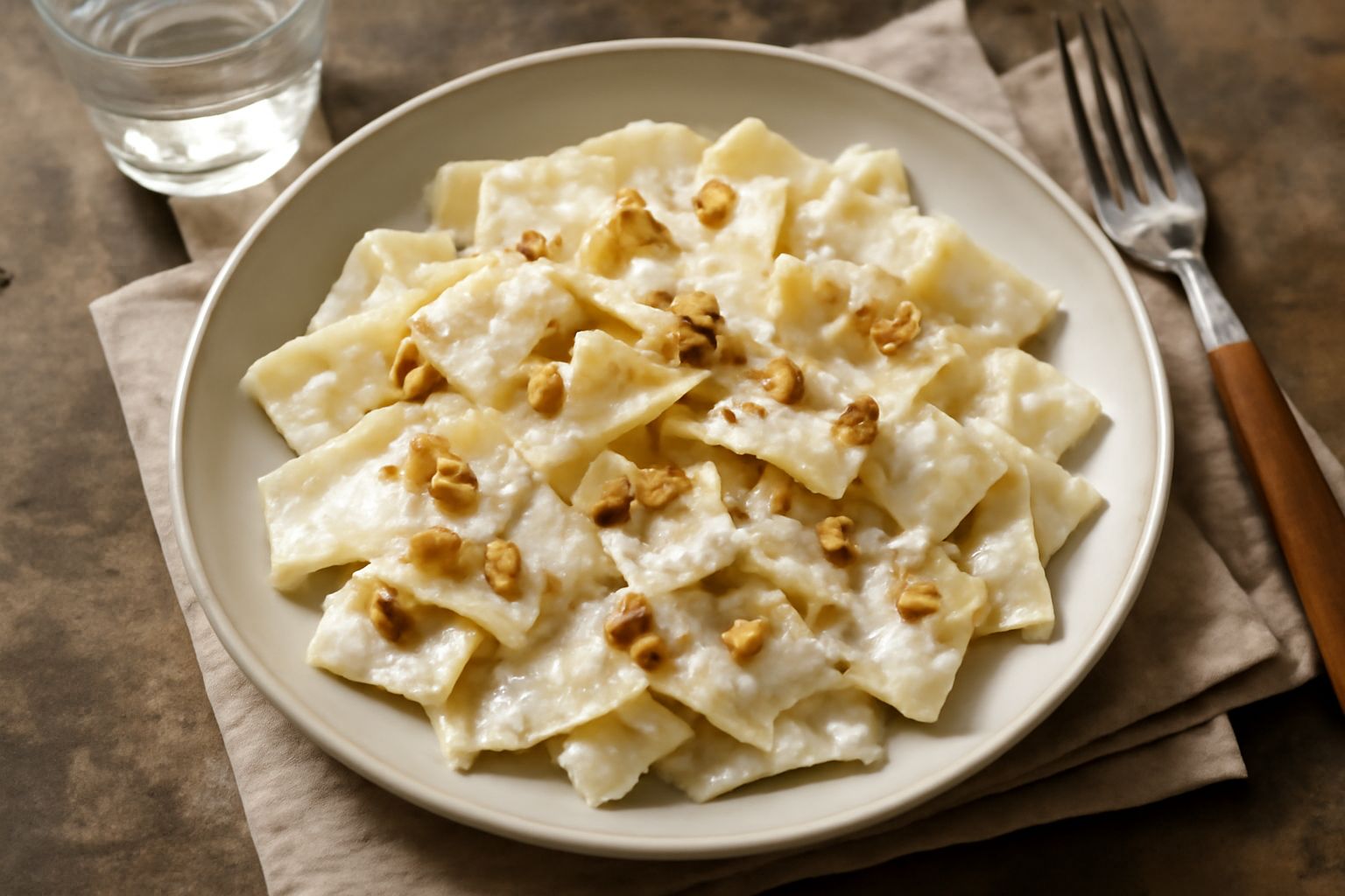Maltagliati con ricotta e noci
